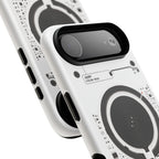 Phone case with electronic circuit design on a white background